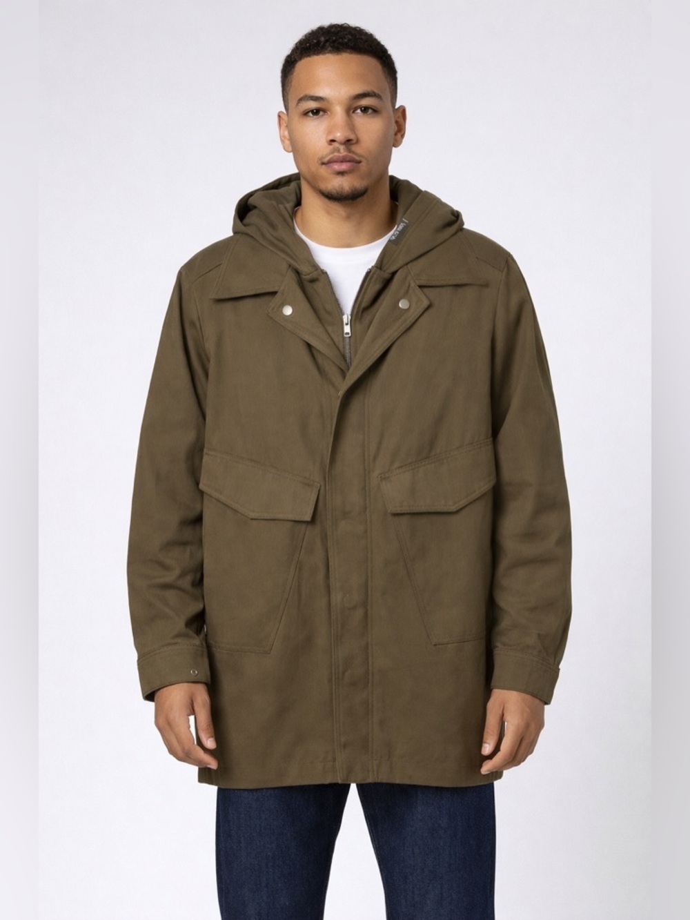 WE-AR4 Utility Jacket | Deep Khaki Brown Size Small oversized Hooded 100% Cotton